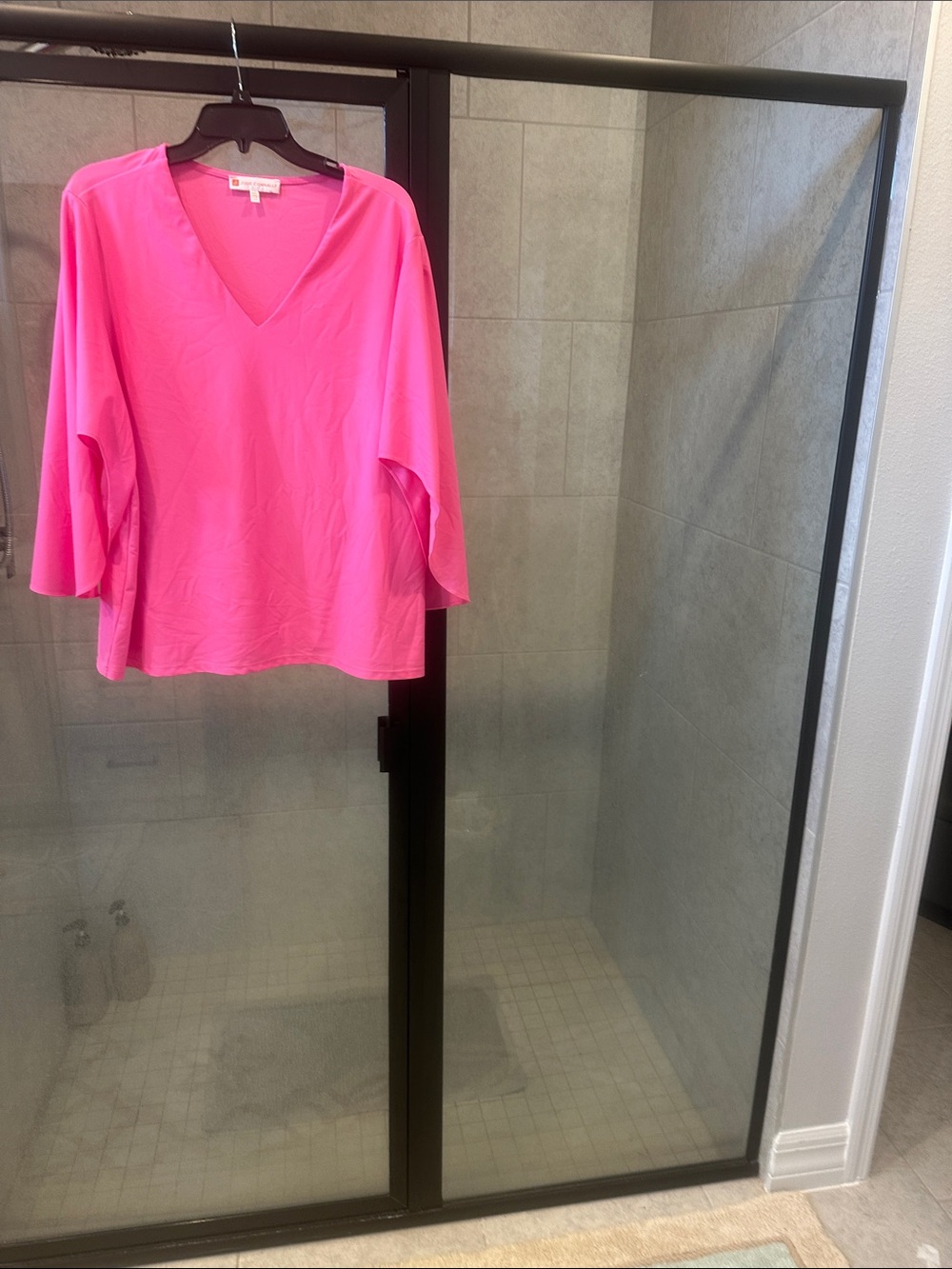 Jude Connally Hot Pink V-Neck Relaxed Sleeve Top